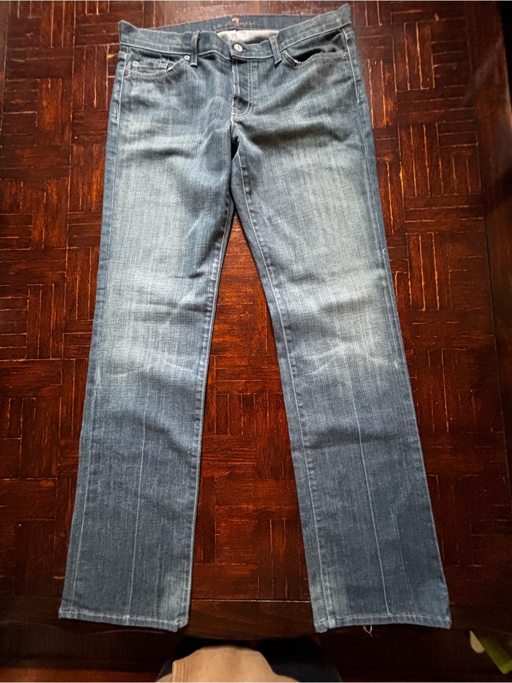 7 For All Mankind Women's Straight-Leg Jeans in Medium Blue Wash